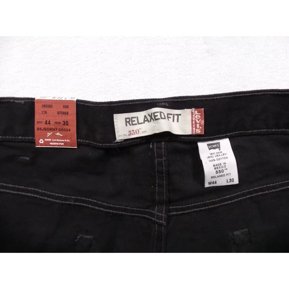Vintage Levis Mens Jeans 44 x 30 Black Denim 550‎ Tapered Leg Relaxed Fit NWT